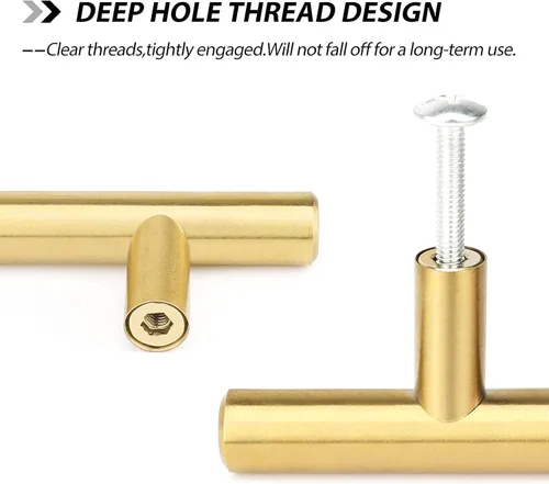 Vista 4 de Goldenwarm LS201GD76 - tiradores de cajón de armario, cocina, color dorado