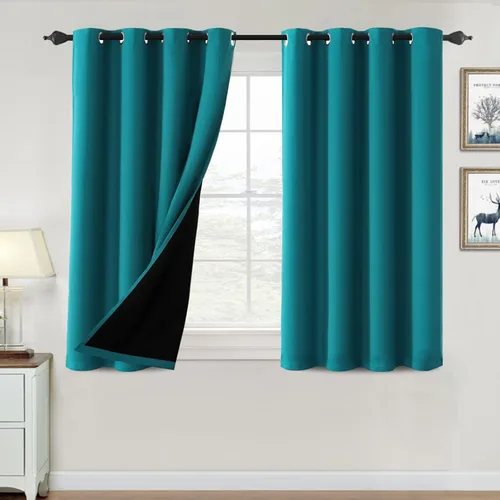 Vista 101 de H.VERSAILTEX Cortinas 100% de opacidad para dormitorio, con aislamiento térmico, cortinas opacas de 63 pulgadas de largo, cortinas de bloqueo