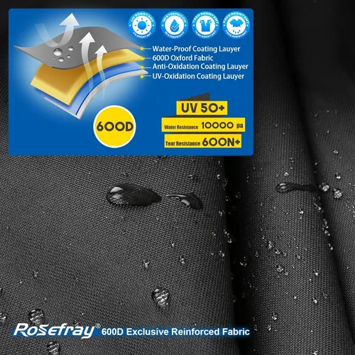 Vista 2 de Rosefray Funda para motocicleta 600D resistente para todas las estaciones, universal, impermeable, protección solar al aire libre, duradera, Negro