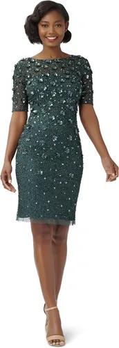 Vista 4 de Adrianna Papell Vestido de cóctel con cuentas para mujer