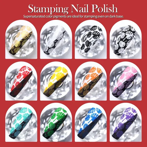 Vista 2 de Born Pretty Esmalte de Estampado de Uñas, Set de Esmalte de Sello para Uñas Esmalte de Uñas de Impresión para Manicura para Placas 12