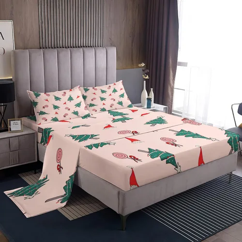 Vista 12 de Juego de sábanas de Navidad para cama individual, sábanas y fundas de almohada de microfibra de 3 piezas, juego de sábanas con estampado de muñeco Aa