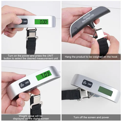 Vista 5 de Paquete de 2 básculas digitales de equipaje de viaje, báscula de equipaje portátil, báscula de equipaje para maletas, ideal para báscula de viaje