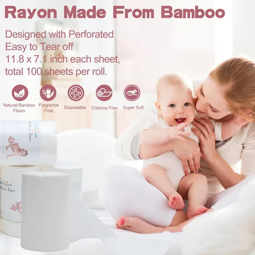 Vista 2 de babygoal Forros de pañales de tela para bebé, 2 unidades, rayón de bambú para pañales de tela (200 hojas)