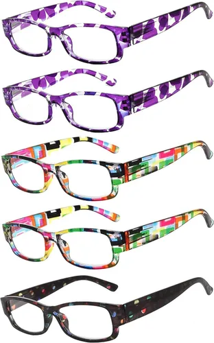Vista 18 de OWL Readers - Paquete de 5 lentes de lectura elegantes para mujer con hermosos patrones para mujer, bisagra de resorte de lujo, aspecto elegante