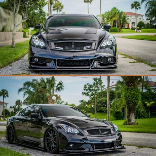 Vista 2 de Cubierta de rejilla de parrilla de capó frontal de fibra de carbono para Infiniti G37 2008-2013 Coupé 2 puertas de reemplazo de conversión