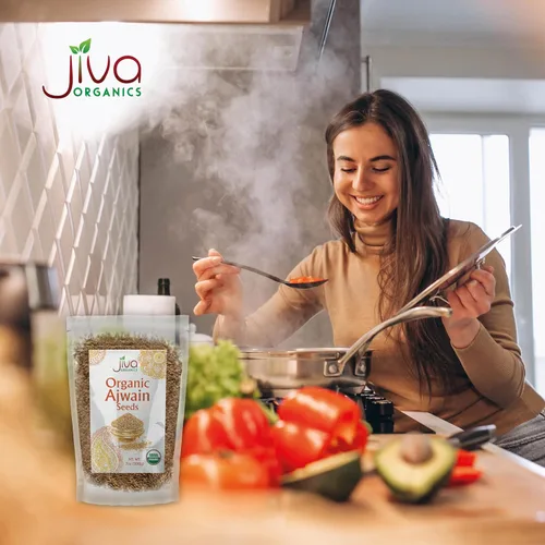 Vista 6 de Jiva Organics Semillas Ajwain orgánicas bolsa de 7 onzas – Semilla de Carom entera, Ajamo, 100% natural y sin OMG