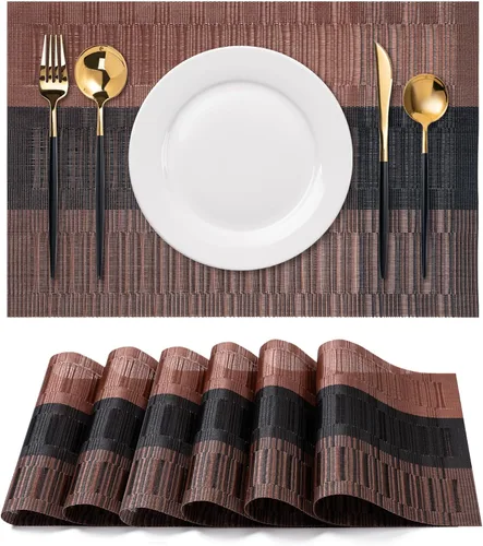 Vista 11 de CADONO Juego de 4 manteles individuales de vinilo lavables para interiores y exteriores, para mesa de comedor, duraderos, antideslizantes