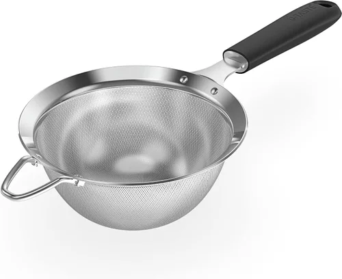 Vista 18 de Colador de malla de acero inoxidable 18/8: U-Taste Colador de alimentos de malla fina de cocina de 3.9 pulgadas con mango de silicona resistente