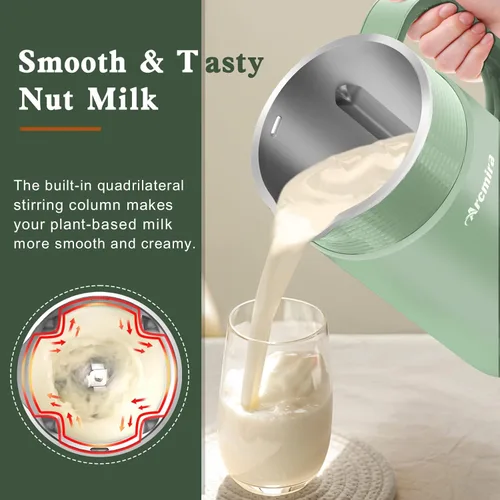 Vista 5 de Automatic Nut Milk Maker, 20 oz Homemade Almond, Oat, Soy, Plant-Based Milk and Dairy Free Beverages, Almond Milk Maker with Delay Start/Keep