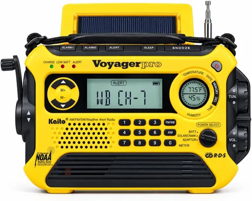 Kaito Voyager Pro KA600 - Radio de emergencia digital solar con generador eléctrico, manivela giratoria, transmite AM, FM, LW, SW y NOAA, radio de