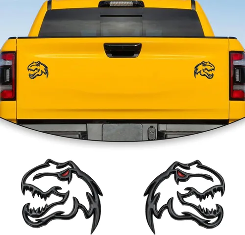 Vista 8 de Emblema de dinosaurio insignias de metal para Dodge RAM TRX 1500 2500 3500 ~ Pégalas en cualquier lugar (un par) (ojos azules)