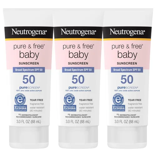 Neutrogena Pure & Free, loción protectora solar para bebés SPF 50, sin lágrimas, sin fragancia