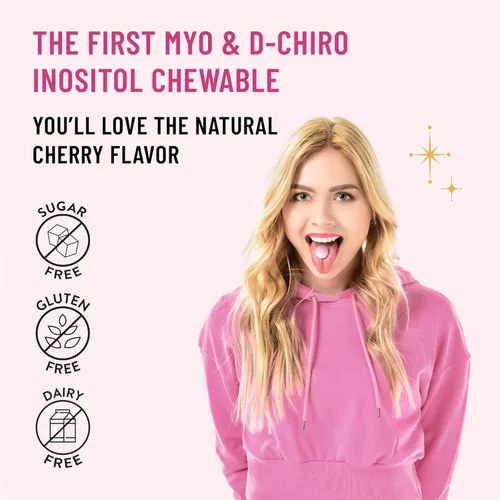 Vista 7 de Comprimidos masticables de inositol puro Legendairy Milk - Suplemento de mio-inositol y D-chiro para equilibrio hormonal y apoyo a la fertilidad