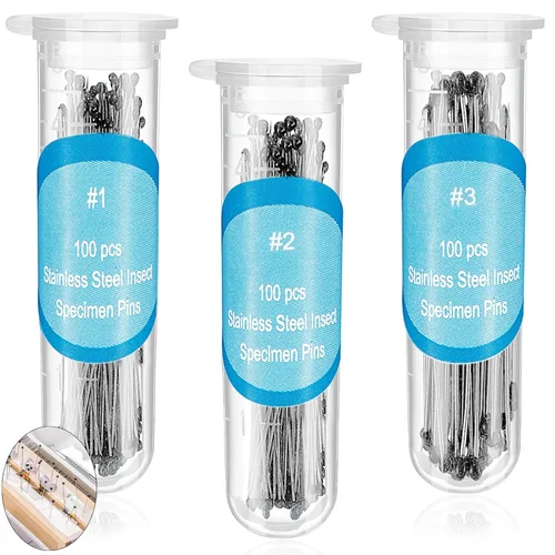 Vista 11 de WILLBOND Kit de 500 pines de acero inoxidable para insectos, pasadores de entomología, colecciones de mariposas, paquete variado para exhibición