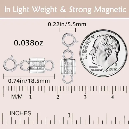 Vista 3 de OHINGLT Cierres y cierres magnéticos para collares de plata de ley 925, convertidor de cierre magnético en oro y plata para suministros