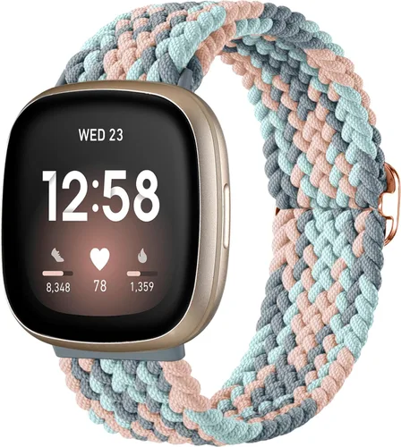 Vista 19 de Maledan Banda elástica trenzada compatible con Fitbit Sense/Versa 3/4 y Sense 2, correa elástica suave para reloj inteligente, accesorio