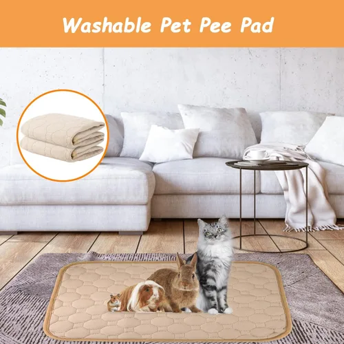 Vista 8 de Paquete de 2 almohadillas lavables para orina de perro de 26 x 20 pulgadas, almohadillas antideslizantes absorbentes para orina de conejillo