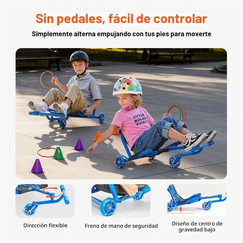 Vista 5 de VEVOR Scooter Ride on Scooter de 132 libras Swing de lado a lado para una