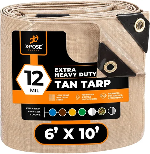 Vista 45 de Xpose Safety Lona protectora de polietileno plateado resistente de 5 x 7 pies - Funda protectora multiusos - Duradera, resistente al agua