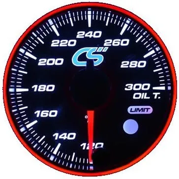 CorkSport Medidor universal de temperatura de aceite de 2 colores y 300 grados, calibre facial negro de 2 1/16 pulgadas (2.047 in) con funciones