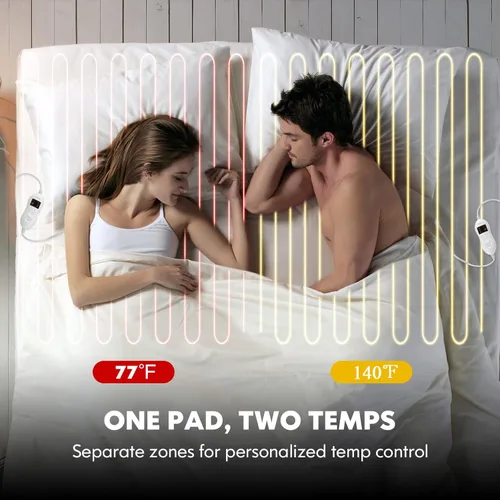 Vista 3 de S AFSTAR Protector de colchón con calefacción, protector de colchón eléctrico de 80 x 78 pulgadas, tamaño King con 8 temperaturas, temporizador de 4