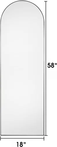 Vista 2 de Espejo arqueado de longitud completa, de pie o montado en la pared, 58 "18", marco de aluminio - negro