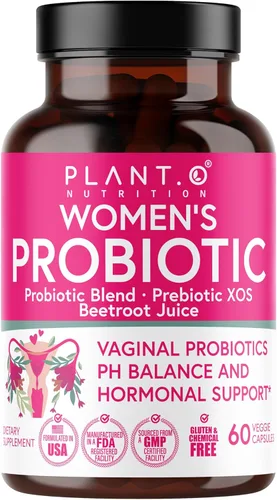 PLANT.O NUTRITION Probióticos vaginales para mujeres con 4 cepas de Lactobacillus Mezcla de probióticos y prebióticos para equilibrio del pH, olor