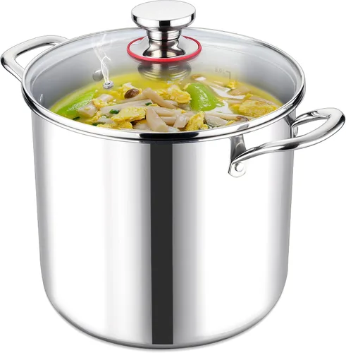 Vista 8 de LIANYU Olla de acero inoxidable 18/10 de 6 cuartos con tapa, olla de cocción de sopa resistente de tres capas, olla de cocción de pasta, olla