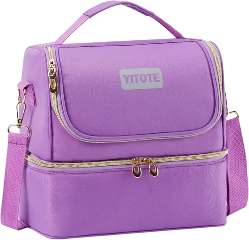 Vista 7 de Yitote Lunch Box for Women,Double Deck Lunch Bag Women,Expandable and Leakproof insulated lunch bag,Ideal for Work,Office,Picnic - Loncheras Para