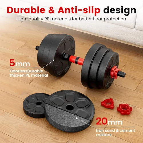 Vista 6 de Adjustable Dumbbell Set, 20/33/45/70/90lbs Free Weight Set with Connector, 4 in1 Dumbbells Set Used as Barbell, Kettlebells, Push up Stand