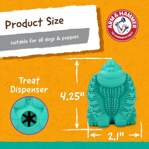 Vista 5 de Arm & Hammer Super Treadz Gorilla - Juguete masticable dental para perros – Juguetes dentales para masticar para perros que reducen la placa