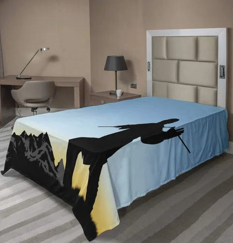 Vista 101 de Ambesonne Sábana encimera de reglas de baño, texto de texto de texto de «Don't Spread Gérmenes» con estampado de dibujos animados, suave y cómoda