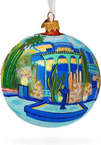 Vista 6 de Jardin Majorelle, Marrakech, Marruecos, bola de cristal, adorno de Navidad de 4 pulgadas