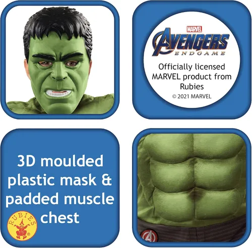 Vista 3 de Rubie's Disfraz de Hulk Avengers Endgame para niños