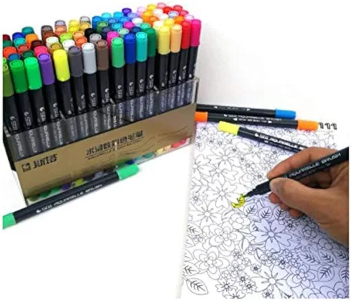 BEMLP Marcador de doble pincel de acuarela de 48 colores, puntas suaves y flexibles para mezclar dibujos, como bolígrafo de caligrafía de acuarela