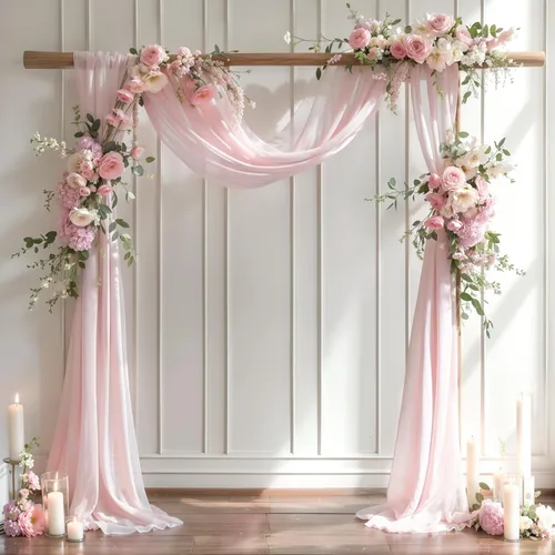 Vista 12 de PARTISKY Tela drapeada para arco de boda, cortinas negras de 19 pies, cortinas transparentes para telón de fondo, decoración de arco de boda