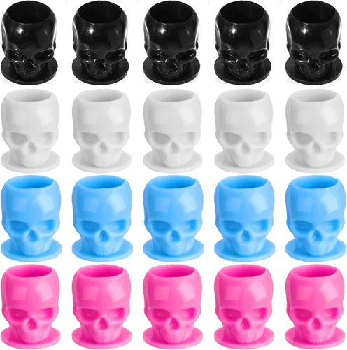 Vista 9 de Moricher 200 PIEZAS 8 Colores Tazas Desechables de Tinta de Tatuaje de Plástico con Base - Tapas de Tinta de Tatuaje para Tatuar