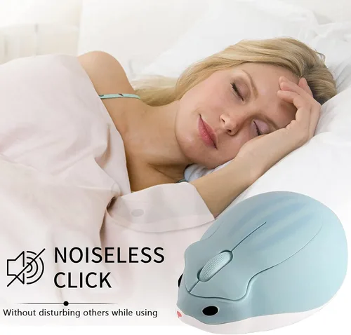 Vista 4 de Ratón inalámbrico con forma de hámster con forma de hámster, portátil de 1200 DPI USB inalámbrico para PC, Mac, computadora portátil, regalo