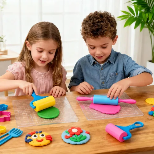 Vista 9 de Juego de herramientas de masa para niños de 6 piezas, accesorios coloridos y seguros para modelar para manos pequeñas