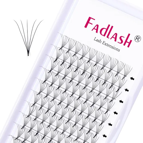 Vista 10 de FADLASH Extensiones de pestañas postizas en abanico con base puntiaguda 10D, extensiones de pestañas postizas de tallo medio, extensiones