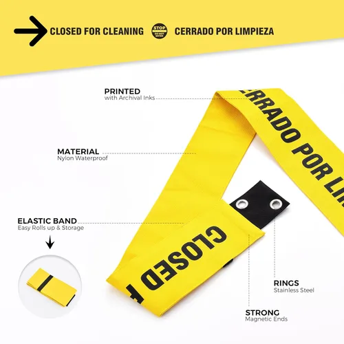 Vista 4 de Letrero magnético de nailon para baño cerrado para limpieza, cierre para limpieza de puerta de baño, extremos magnéticos