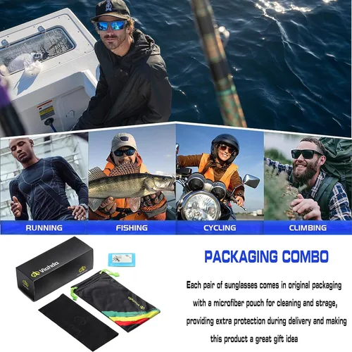 Vista 7 de Gafas de sol deportivas polarizadas para hombre Ciclismo Correr Pesca Golf Moda Gafas de sol Mujeres HD6009