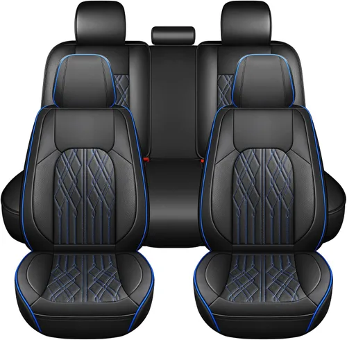 Vista 11 de Huidasource Juego completo de fundas de asiento de automóvil, funda de asiento de cuero transpirable para la mayoría de automóviles, SUV