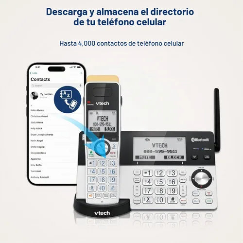 Vista 12 de VTech IS8151 - Teléfono inalámbrico DECT 6.0 de alcance superlargo para el hogar con contestador automático, alcance de hasta 2300 pies, bloqueo