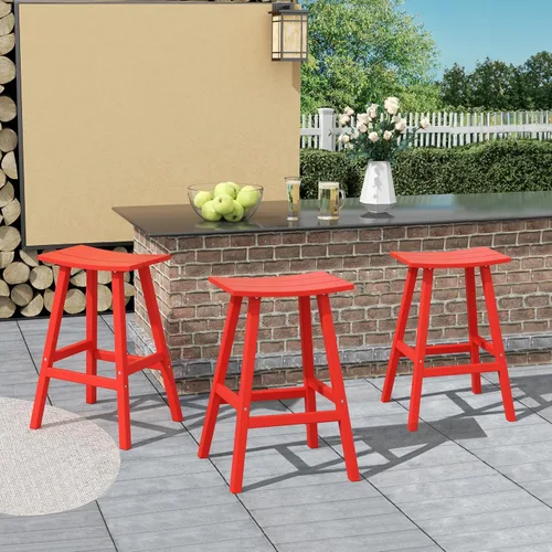 Vista 69 de Costaelm Juego de 2 taburetes de bar para todo tipo de clima, 29 pulgadas de altura, taburetes de bar Adirondack de polietileno para patio, terraza