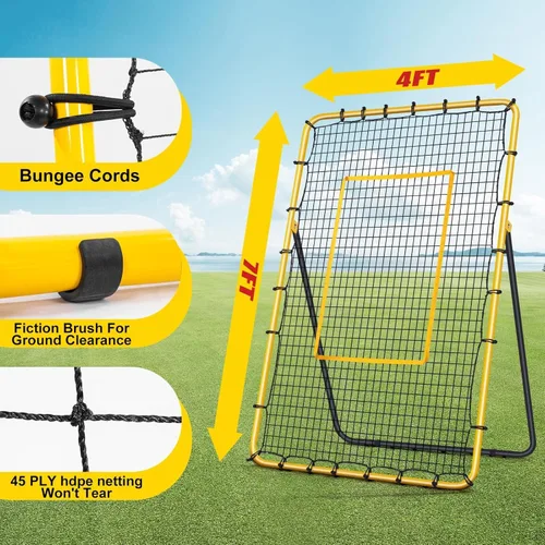 Vista 6 de Volleyball Rebounder Net 7x4 ft -5 Angles Adjustable, Outdoor Portable or Home Training Equipment, Backyard Volleyball Trainer with Rebound Net
