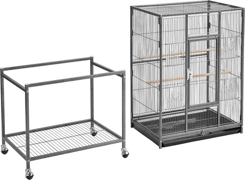Vista 7 de Yaheetech Jaula de hierro forjado extra grande para periquitos con soporte desmontable para cacatúa, sol, mejilla, conure, agapornis, pinzón
