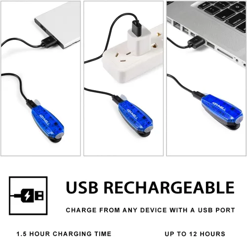 Vista 2 de Luces LED de seguridad recargables USB-C (paquete de 2) - Luces estroboscópicas con clip para corredores, corredores, caminantes, niños, perros