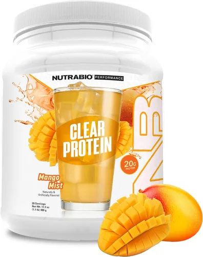 Vista 11 de NutraBio Polvo de proteína transparente, frambuesa azul, 20 porciones, 0.71 onzas de aislado de proteína de suero transparente, 0 azúcar, 0.00 oz